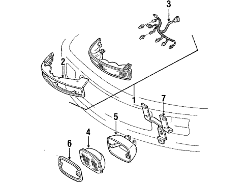 1988 Buick Reatta Fog Lamps, Side Marker Lamps Diagram