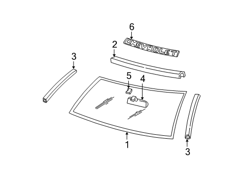 1999 GMC C3500 Windshield Glass Diagram