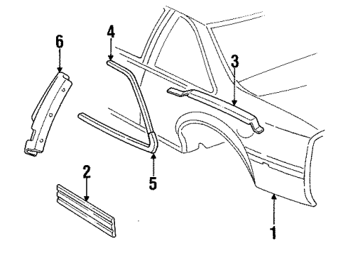 1988 Chevy Beretta Side Molding, Charcoal, Center Outer Diagram for 20485265