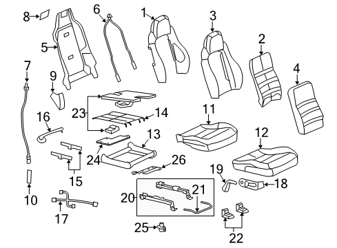 2013 Chevy Corvette Passenger Seat Components Diagram