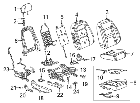 2022 Chevy Blazer Passenger Seat Components Diagram