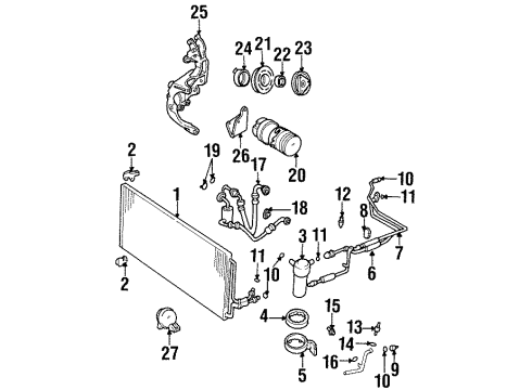 1998 Chevy Monte Carlo A/C Condenser, Compressor & Lines Diagram