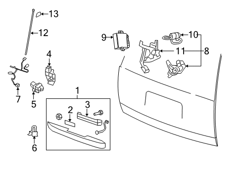 2014 GMC Yukon Lift Gate - Lock & Hardware Diagram