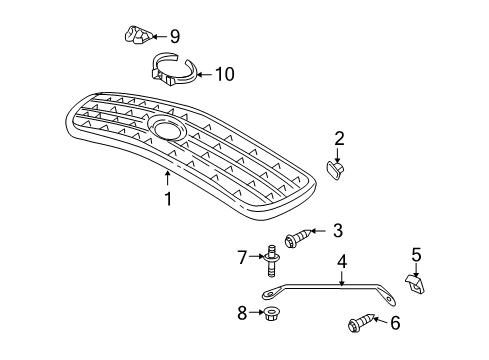 2003 Cadillac Seville Grille & Components Diagram