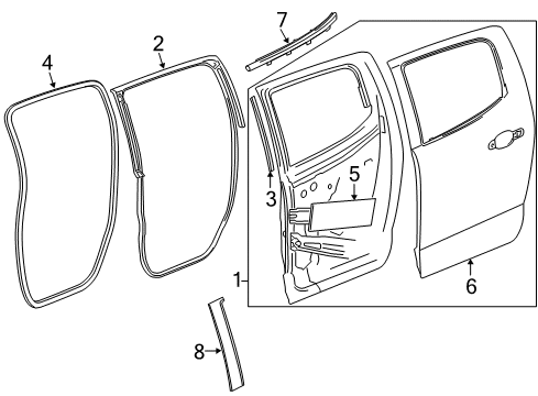 2022 GMC Canyon Door & Components, Exterior Trim Diagram