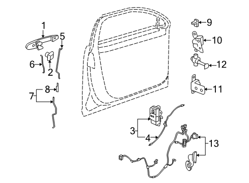 2006 Buick Lucerne Front Door - Lock & Hardware Diagram