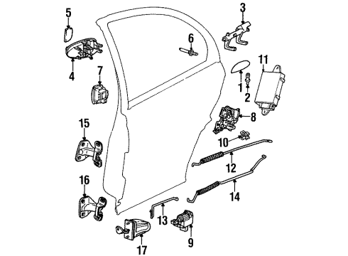 1999 Saturn SL2 Rear Door - Lock & Hardware Diagram