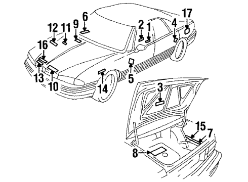 1999 Pontiac Bonneville Information Labels Diagram