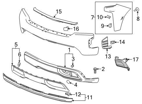2021 Chevy Silverado 1500 Bumper & Components - Front Diagram
