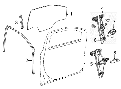 2017 Chevy Sonic Front Door - Glass & Hardware Diagram