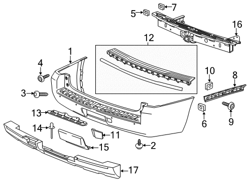 2018 Chevy Tahoe Bumper Cover, Rear Upper Diagram for 84560935