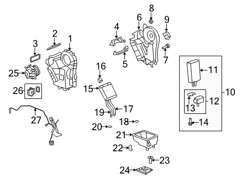 2017 Chevy Traverse A/C Evaporator & Heater Components Diagram