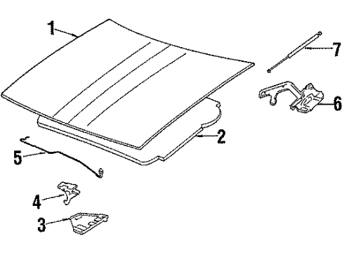 1987 Buick Skyhawk Hood & Components Diagram