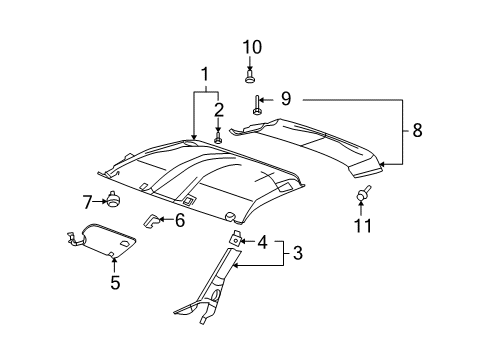 2010 Chevy Corvette Interior Trim - Roof Diagram 3 - Thumbnail
