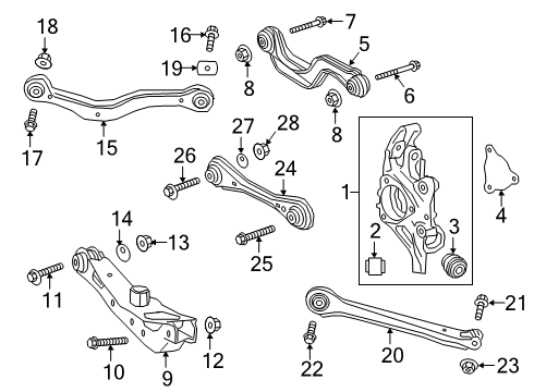 2022 Chevy Blazer Knuckle, Rear Driver Side Diagram for 84943318