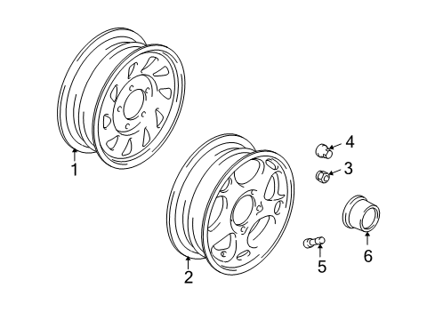 2004 Chevy Tracker Wheels, Covers & Trim Diagram