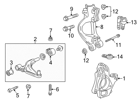 2016 Cadillac ELR Front Suspension Components, Lower Control Arm, Stabilizer Bar Diagram