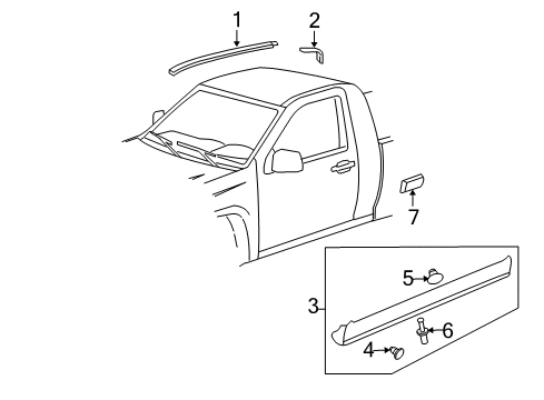 2012 GMC Canyon Exterior Trim - Cab Diagram