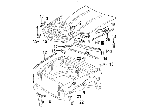 1999 Oldsmobile Aurora Hood & Components Diagram
