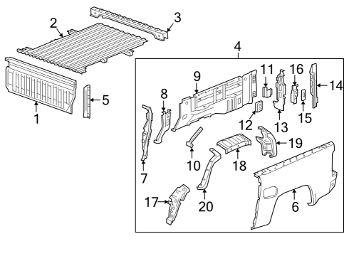 2021 Chevy Colorado Pick Up Box Components Diagram