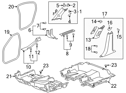2006 Buick Lucerne Interior Trim - Pillars, Rocker & Floor Diagram