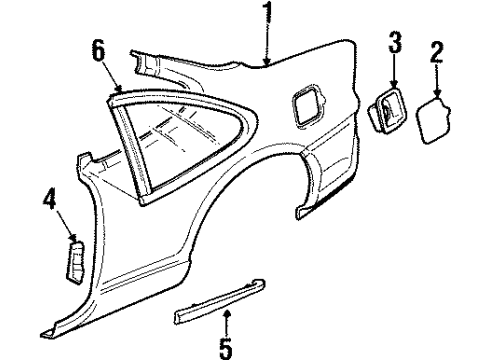 2002 Pontiac Grand Prix Quarter Panel & Components, Glass, Exterior Trim Diagram
