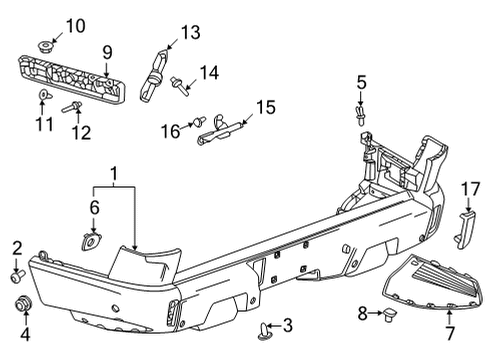2023 GMC Hummer EV Pickup Bumper & Components - Rear Diagram 1 - Thumbnail