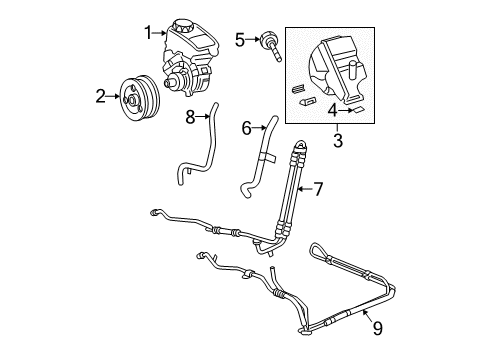 2005 Buick Rendezvous Power Steering Return Hose Diagram for 10398396