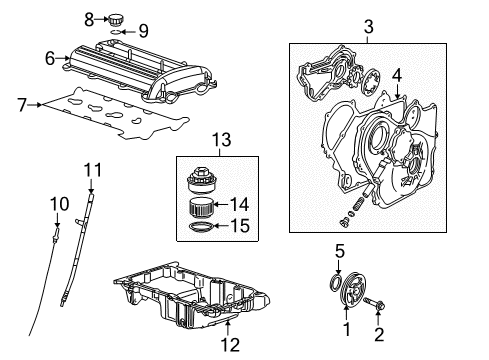 2000 Saturn LS1 Engine Parts, Mounts, Cylinder Head & Valves, Camshaft & Timing, Oil Pan, Balance Shafts, Crankshaft & Bearings, Pistons, Rings & Bearings Diagram