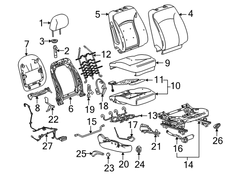 2012 Buick LaCrosse Passenger Seat Components Diagram