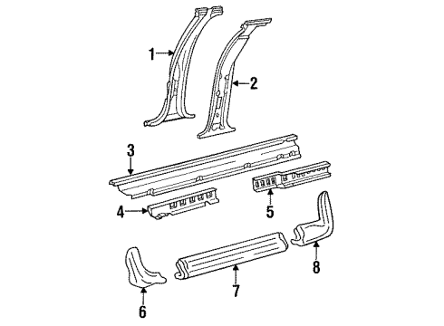 1988 Pontiac Bonneville Center Pillar, Driver Side Diagram for 20736865