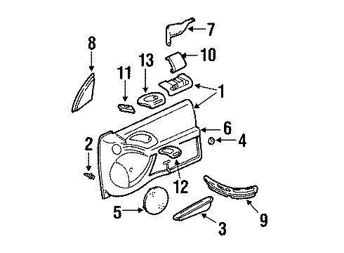 1994 Pontiac Grand Am Door & Components Diagram