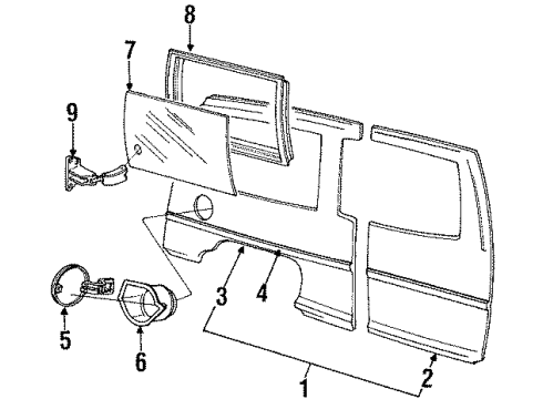 1990 Oldsmobile Silhouette Body Side Panel Diagram 1 - Thumbnail