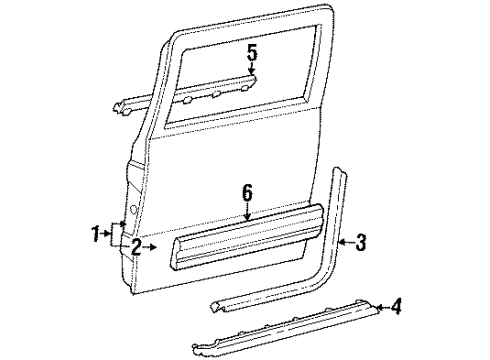 1994 GMC C3500 Rear Door & Components, Exterior Trim Diagram