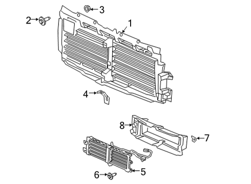 2024 GMC Sierra 3500 HD Upper Shutter Lower Bracket Diagram for 84590764