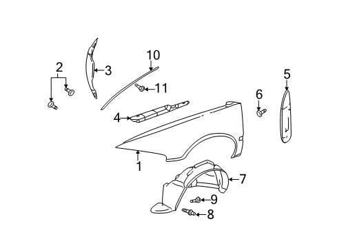2003 Cadillac Seville Fender & Components Diagram