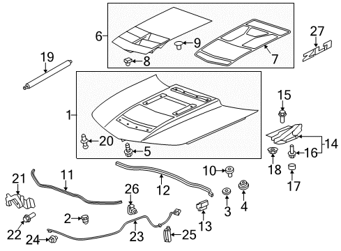 2014 Chevy Camaro Hood & Components, Exterior Trim Diagram
