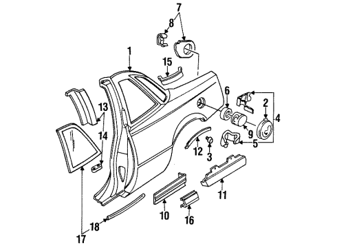 1991 Buick Regal Fuel Pocket Bumper Diagram for 20349879