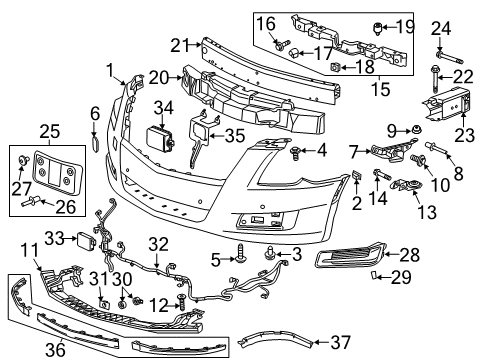 2014 Cadillac XTS Sonar Sensor Diagram for 22971863