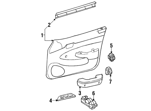 2000 Chevy Prizm Belt Weatherstrip, Front Passenger Side Diagram for 16676116