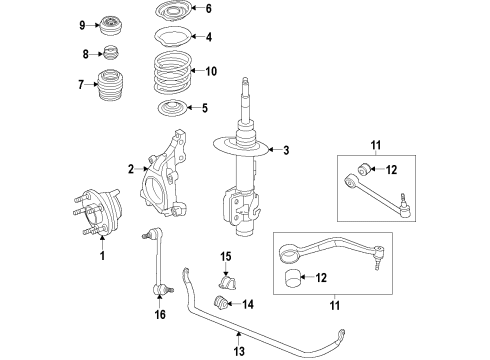 2017 Chevy SS Front Suspension Components, Lower Control Arm, Stabilizer Bar Diagram