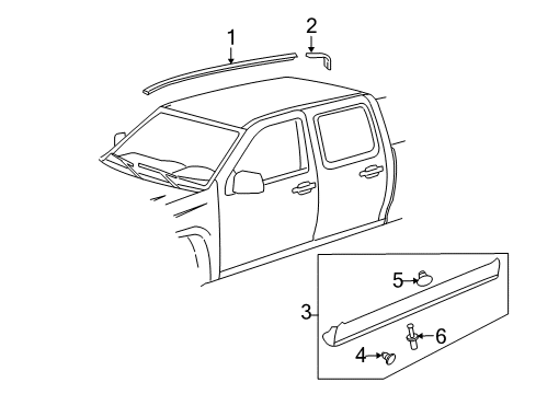 2008 Chevy Colorado Exterior Trim - Cab Diagram 1 - Thumbnail