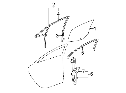 2006 Pontiac G6 Rear Door - Glass & Hardware Diagram