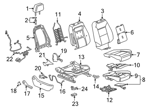 2021 Chevy Silverado 2500 HD Passenger Seat Components Diagram