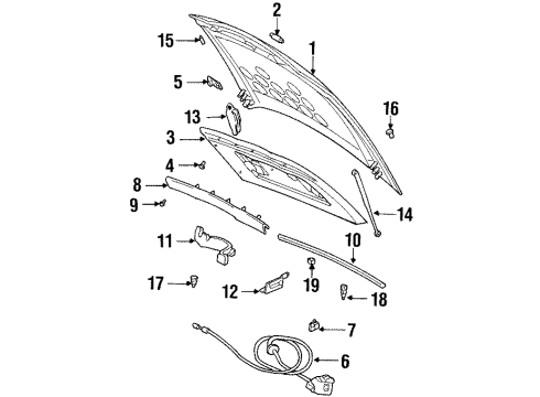 2003 Oldsmobile Aurora Hood & Components Diagram