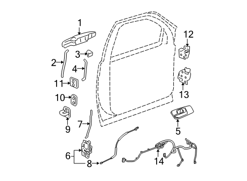 2012 Cadillac Escalade ESV Front Door - Lock & Hardware Diagram