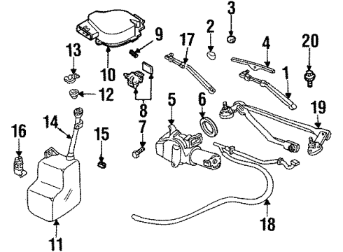 1994 Oldsmobile Achieva Wiper & Washer Components Diagram