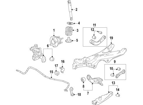 2021 Chevy Malibu Rear Suspension Components, Lower Control Arm, Upper Control Arm, Stabilizer Bar Diagram