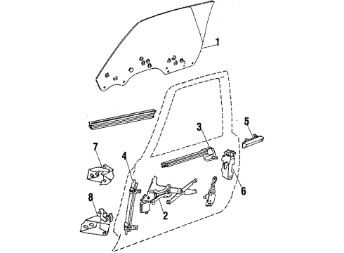 1987 Oldsmobile Cutlass Salon Glass - Front Door Diagram