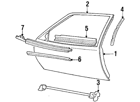 1990 Chevy Lumina Door & Components, Exterior Trim Diagram